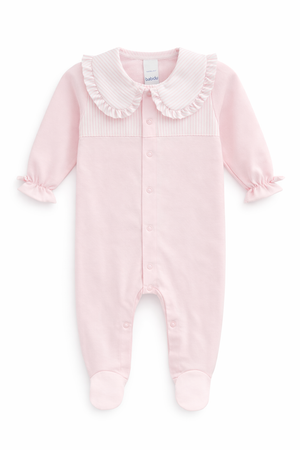 Pink Stripe Collar Footie