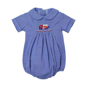 Firetruck Silas Royal Blue Stripe Bubble (Infant)