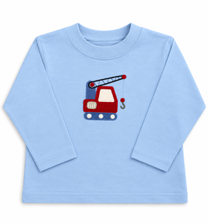 Boy LS Sky Blue Crane Shirt
