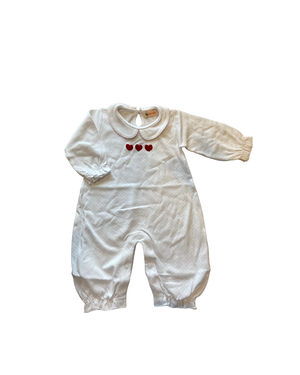Baby Pink Dot Heart LS Romper (Baby)