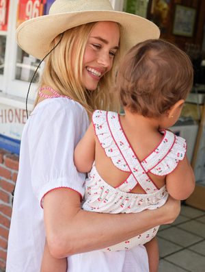 *PRE-ORDER* Summer Cherries Crossover Ruffle Strap Bubble (Infant)