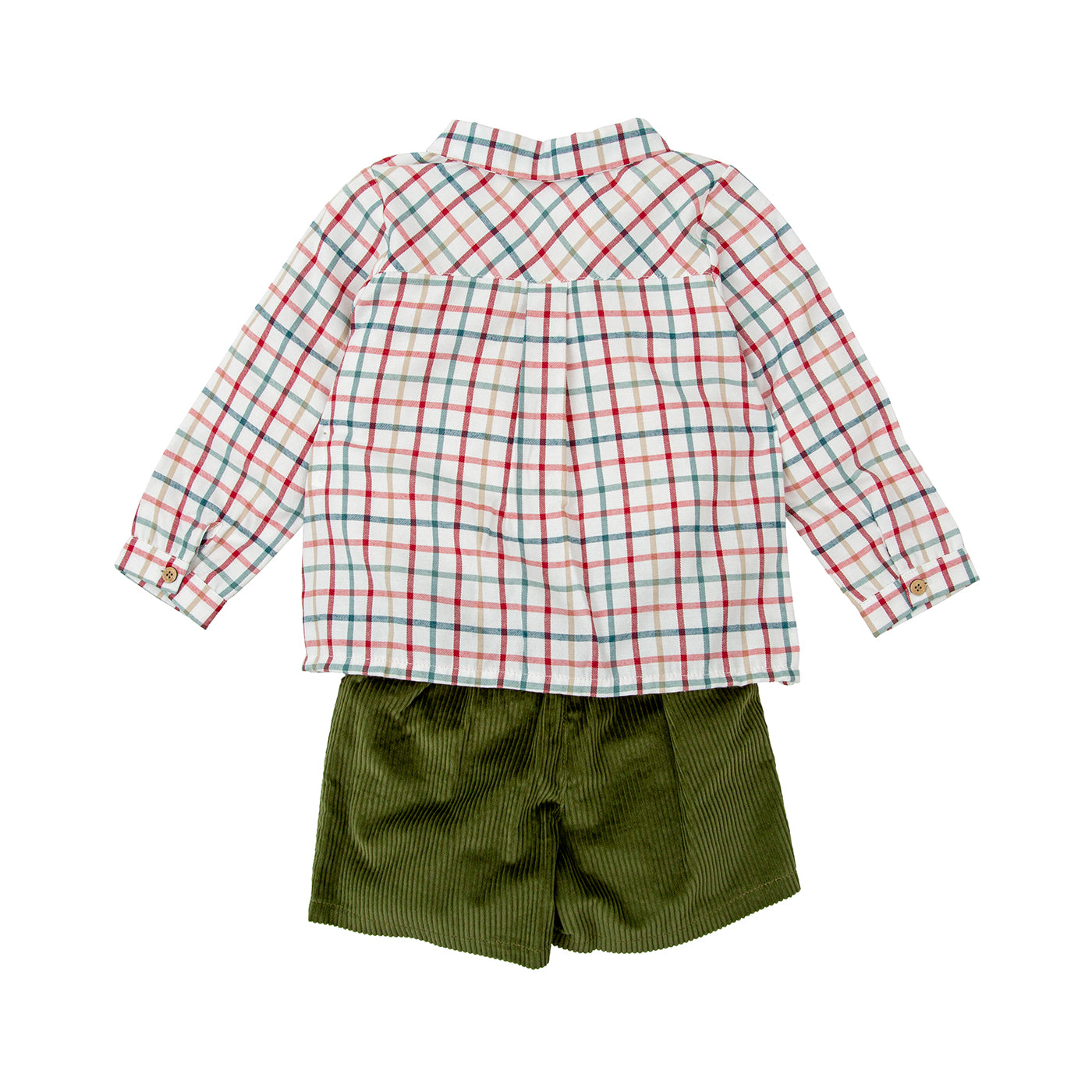 Plaid/Green Cord Short Set (Toddler)