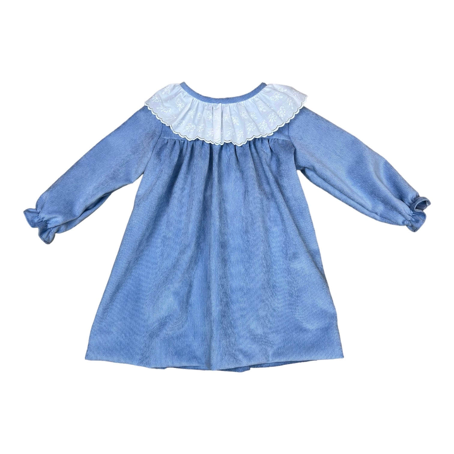 French Blue Cord Candy Cane Lace Dress (Kid)