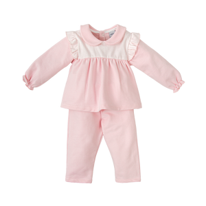 Pink Stripe Cotton Girls Pant Set