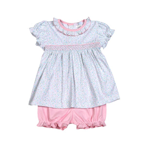 Mini floral Hand Smocked Bloomer Set (Toddler)