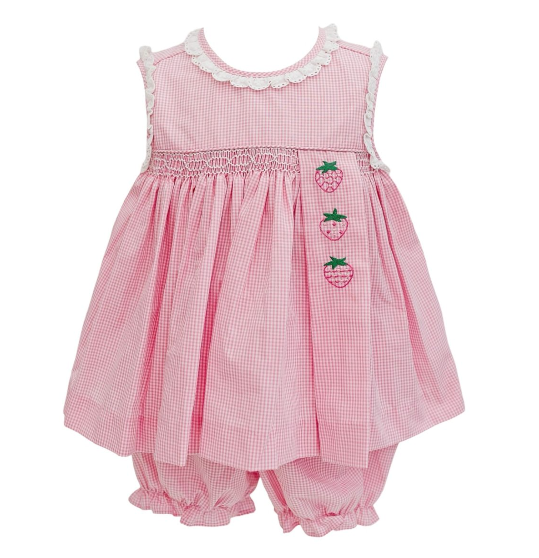 Strawberry Eyelet Smocked Bloomer Set (Toddler)