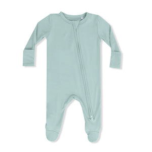 Solid Misty Blue 2 Way Zipper Footie