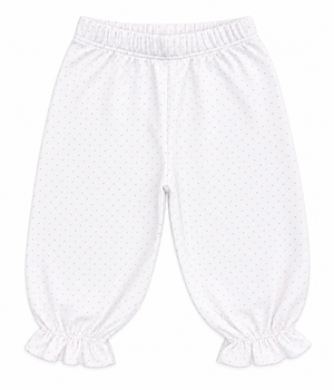 White/Baby Pink Dot Girl Bloomer Pant w/ Ruffle