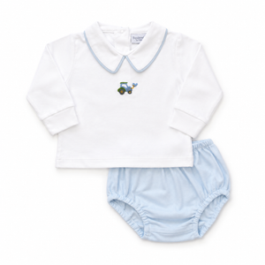 White Mini Tractor LS Diaper Set