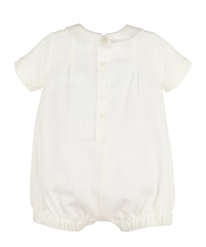 Tiny Pleated Ivory Boy Bubble (Infant)