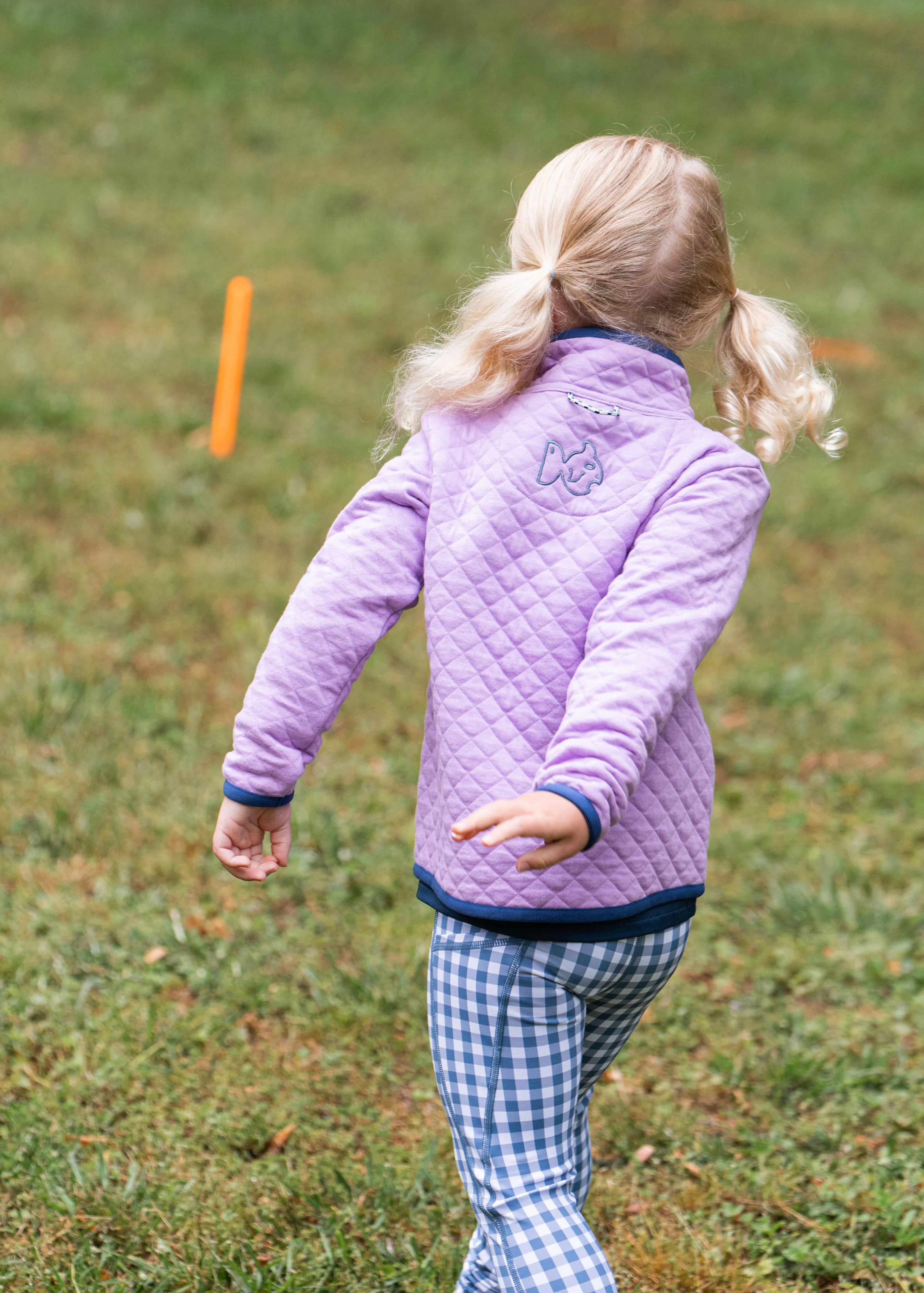 Athletic Legging-Navy with Stripe & Blue Gingham