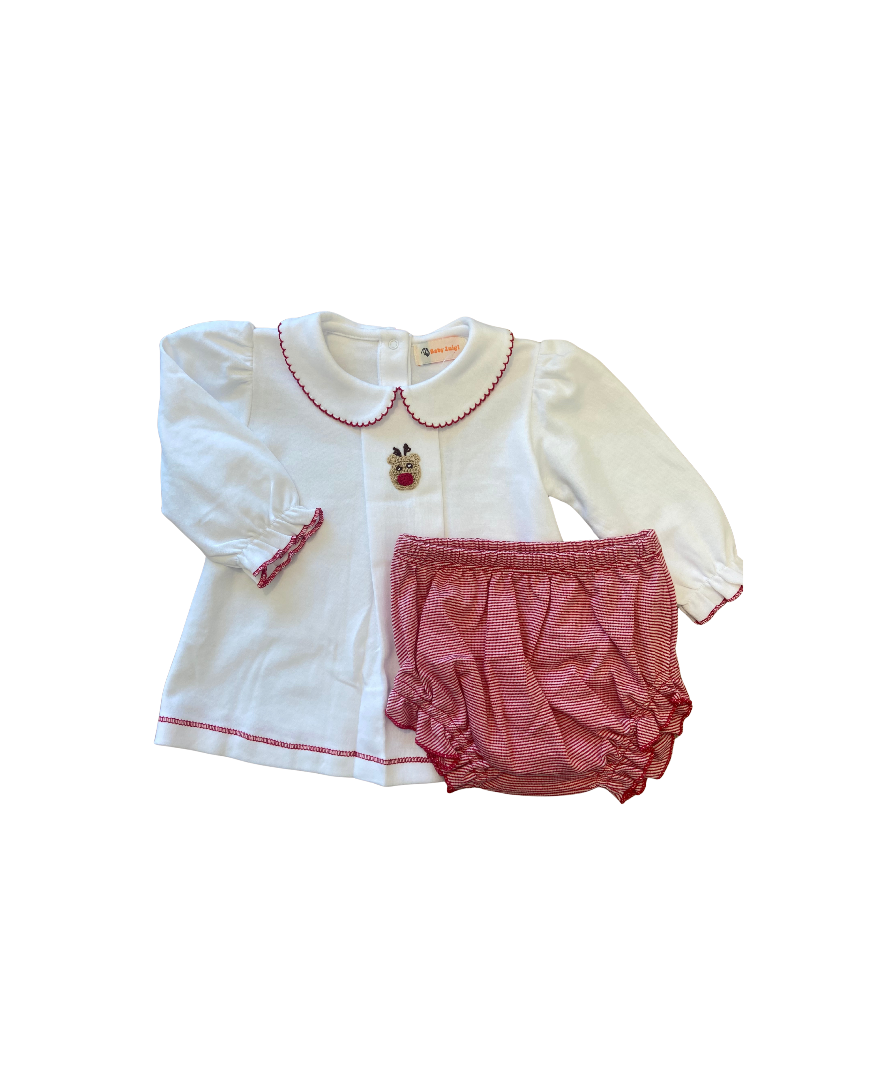 White/Red Rudolph Girl Set