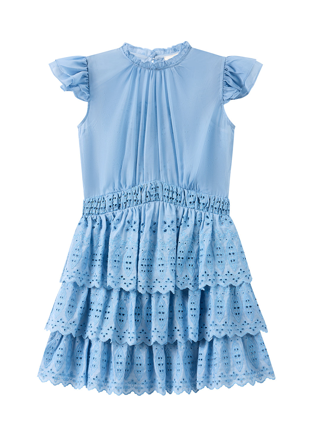 Rory Blue Embroidered Mini Dress