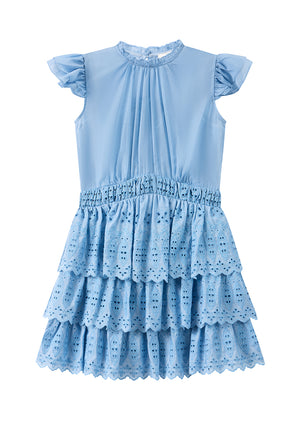 Rory Blue Embroidered Mini Dress