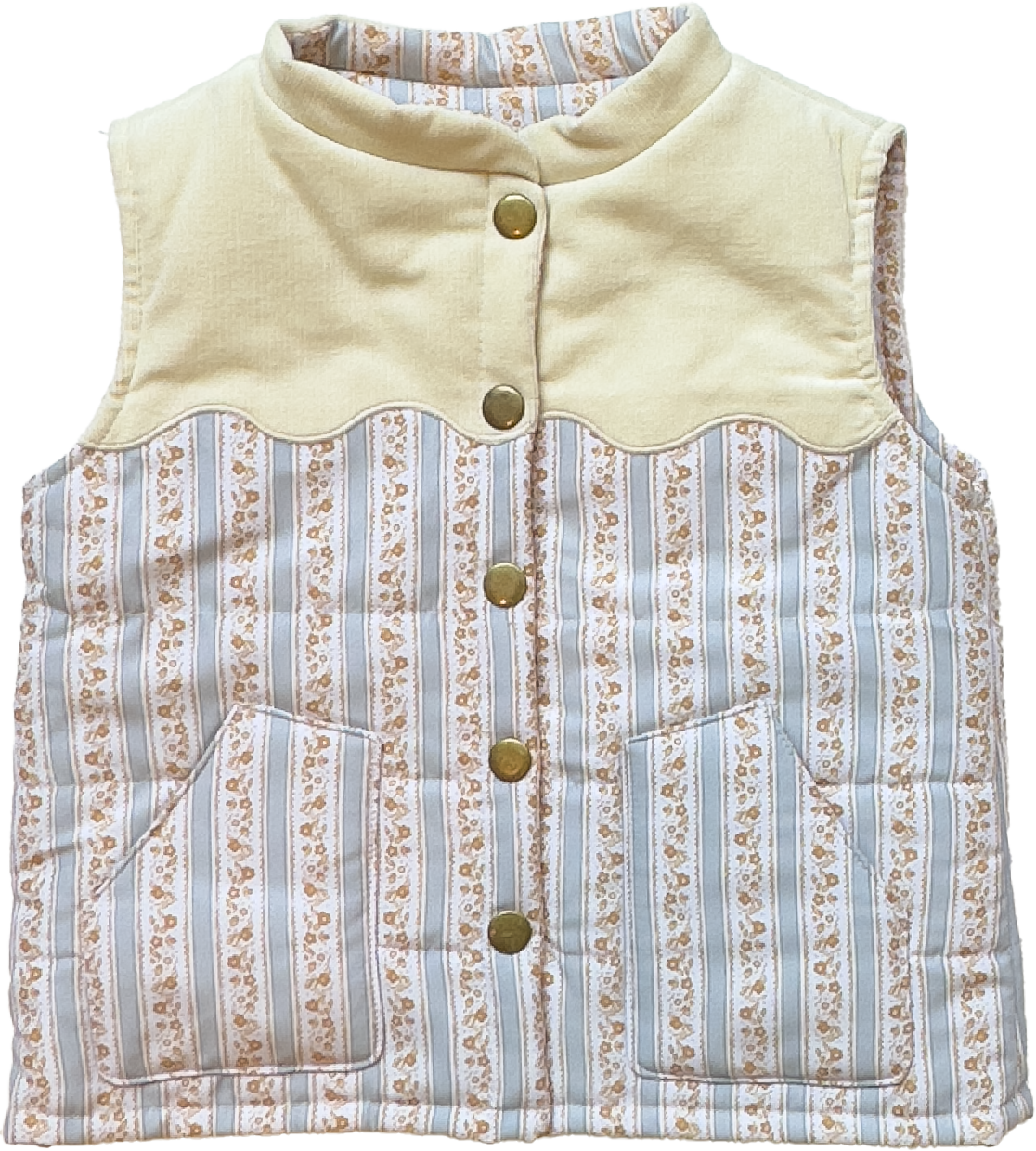 Scallop Vest-Belleville Stripe & Petite Posy (Kid/Big Kid)