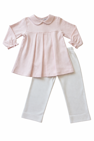 Pink LS Dress w/ Dot Legging