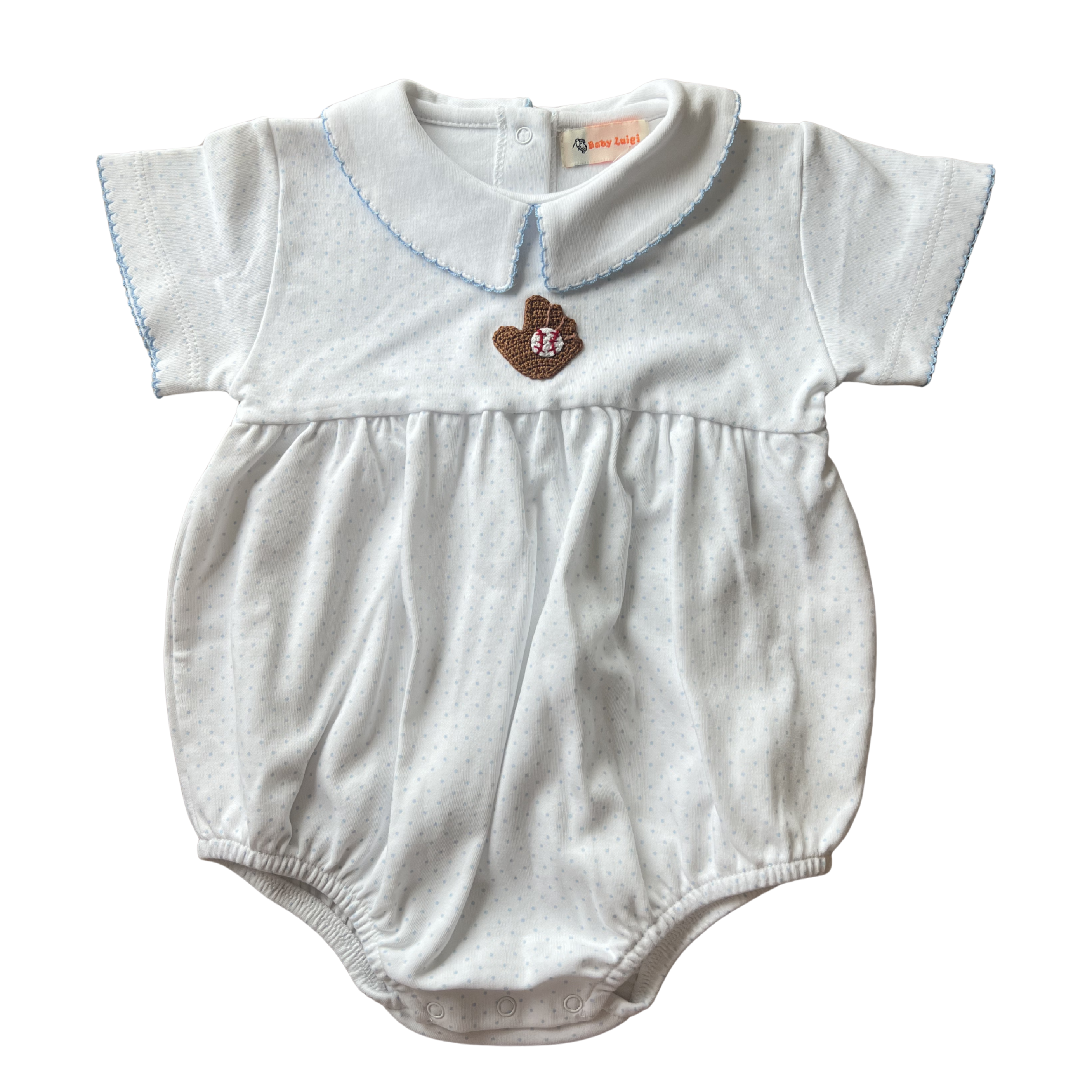 Baseball Crochet Blue Bitty Dot Bubble