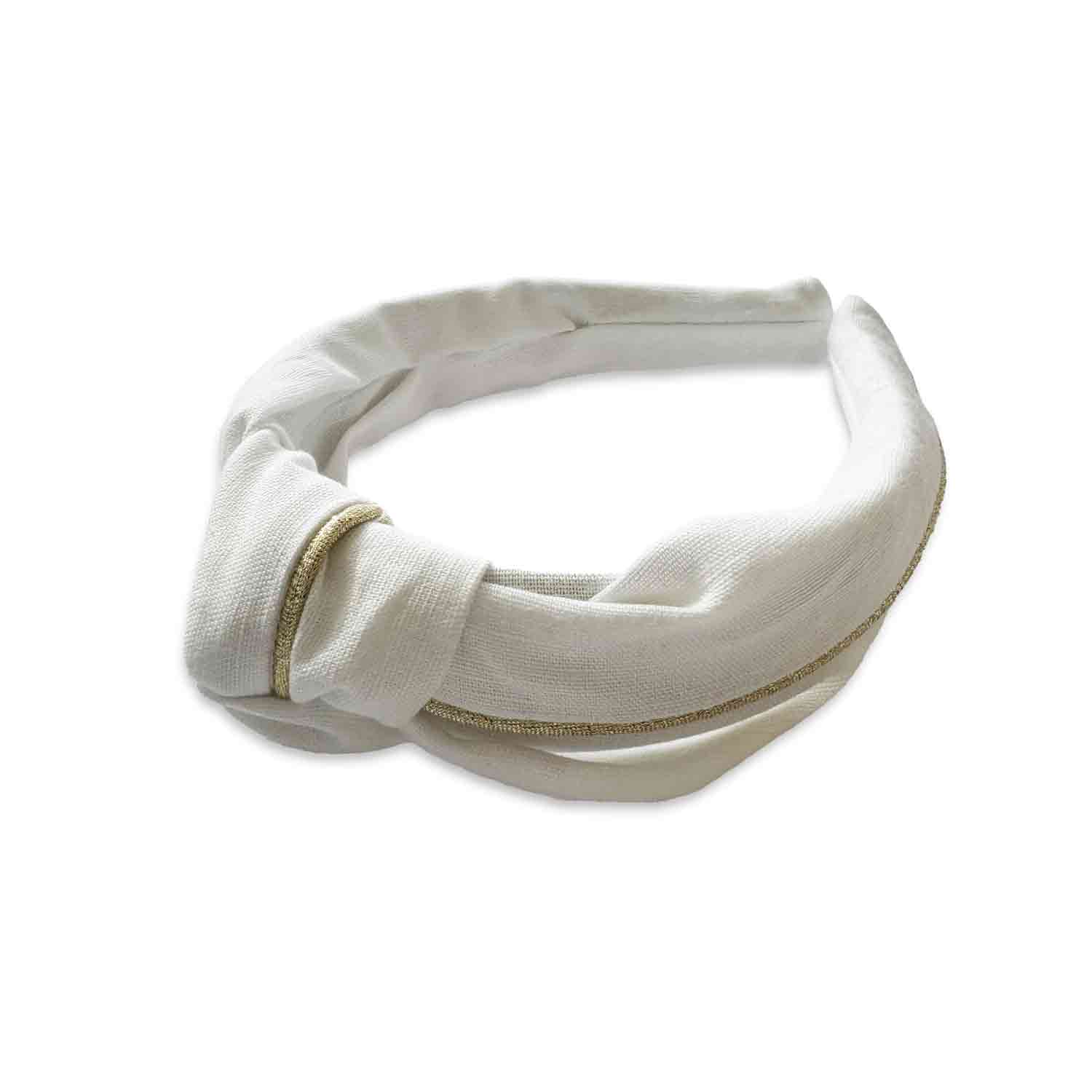 Linen White Knotted Headband