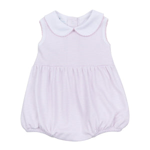 Pink Mini Stripes Collared Sleeveless Bubble