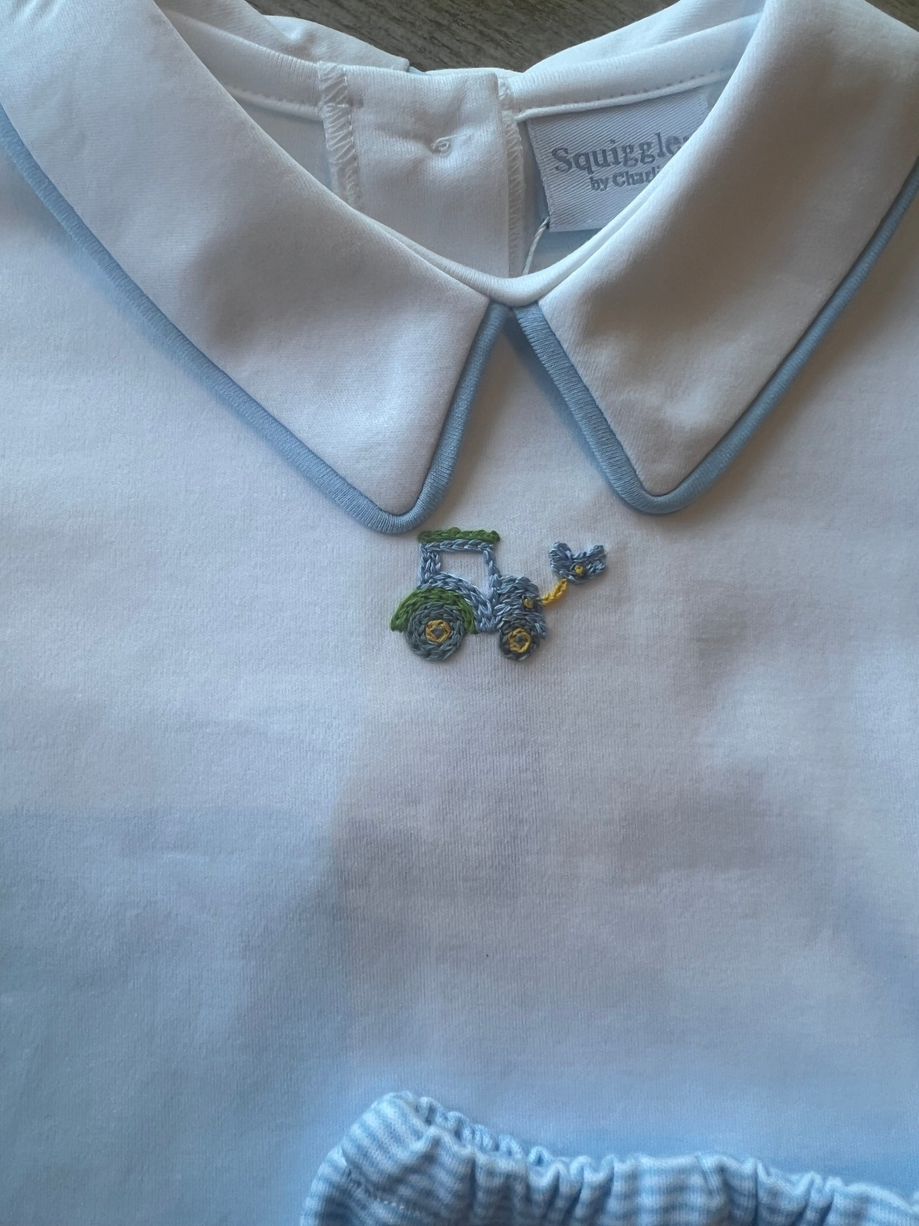 Mini Tractor SS Diaper Set w/ Pointed Collar Shirt