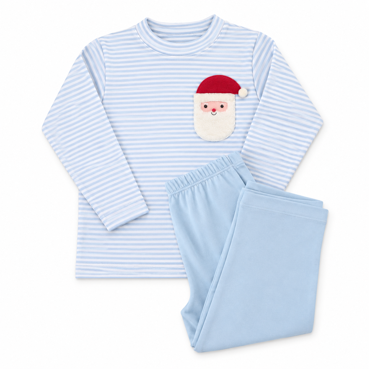 Light Blue Stripe Sherpa Santa Pocket Set