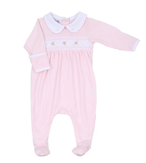 Freya and Finn Smocked Collared Girl Footie (Infant)