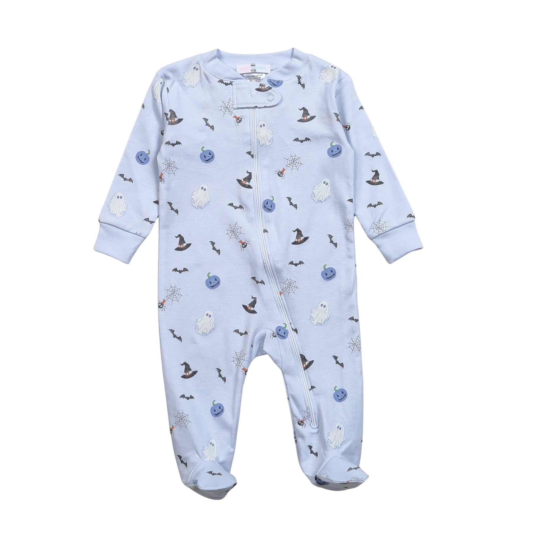 Halloween Blue Pima Zipper Footie (Baby)