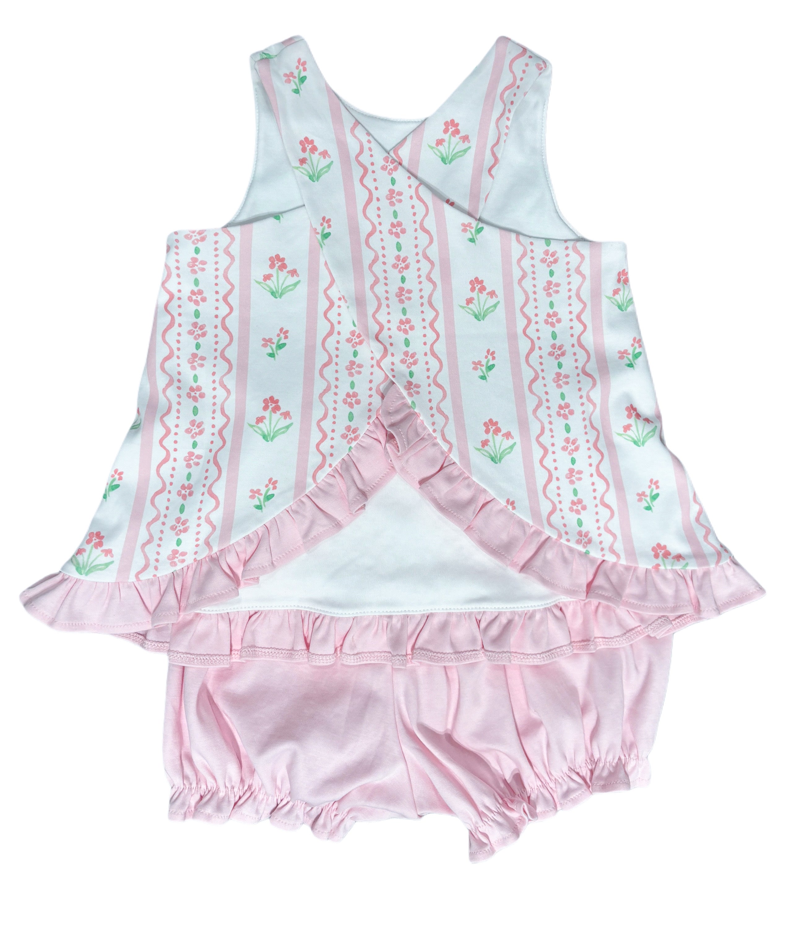 *PRE-ORDER* Pink Floral Scallop Poppy Bloomer Set (Baby)