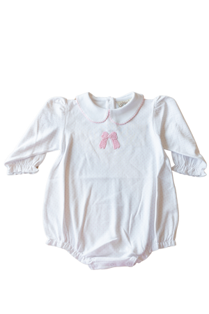 Baby Pink Polka Dot Bow Bubble (Infant)