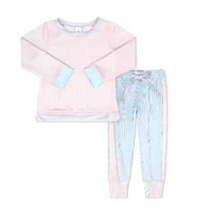 Selena Pink Stripe Jogger Set (Kid/Big Kid)