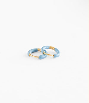 Blue Enamel Hoop Earring