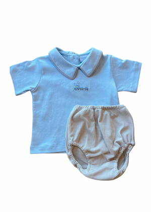 Mini Baby Train SS Diaper Set w/ Pointed Collar