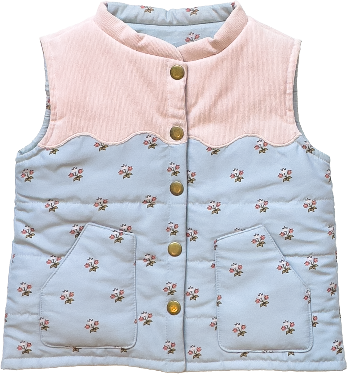 Scallop Vest-Belleville Stripe & Petite Posy (Kid/Big Kid)