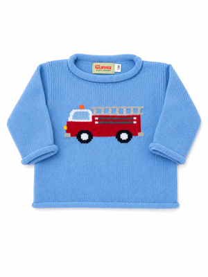 Chambray Firetruck w/ Ladder Roll Neck Sweater