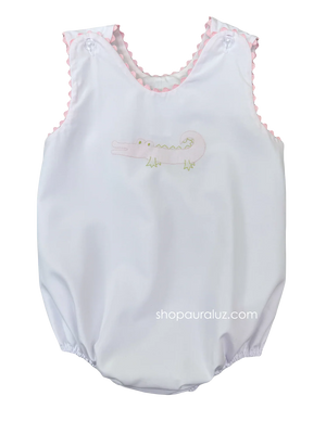 White/Pink Alligator Sleeveless Bubble