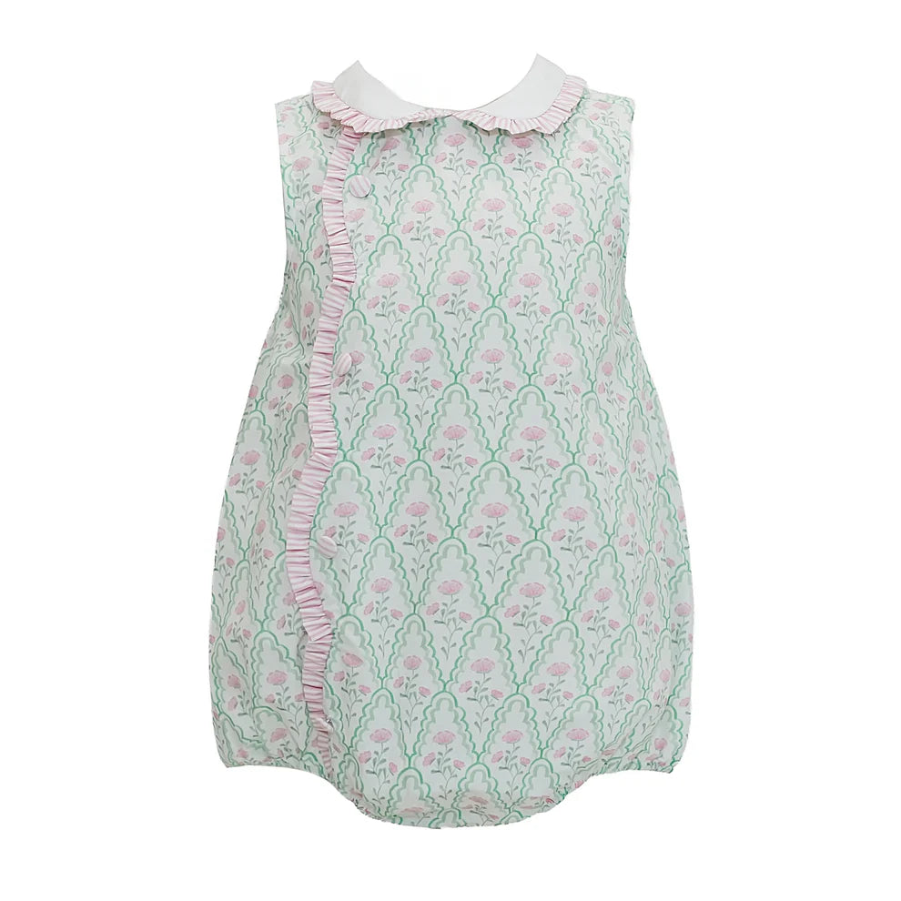 Claire Green & Pink Floral Scallop Bubble