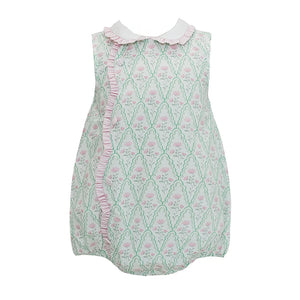 Claire Green & Pink Floral Scallop Bubble