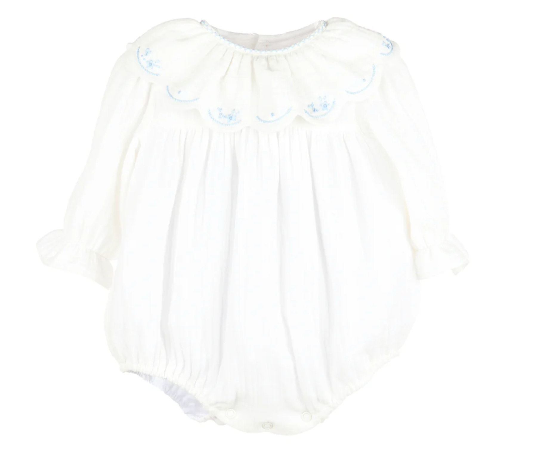 Cuddle Cotton Blue Embroidered Bubble (Baby)