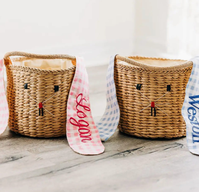 Gingham Easter Basket-Blue & Pink