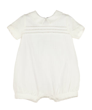 Tiny Pleated Ivory Boy Bubble (Infant)