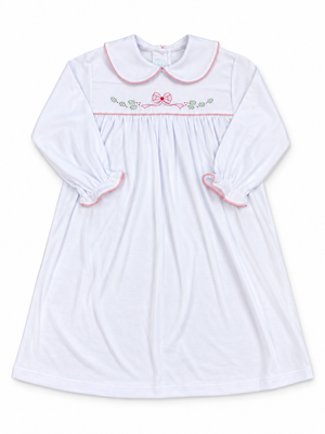 White/Red Christmas Bow Dress