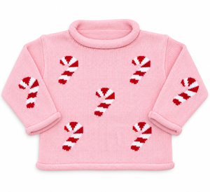 Pink All Over Candy Cane Rollneck Sweater