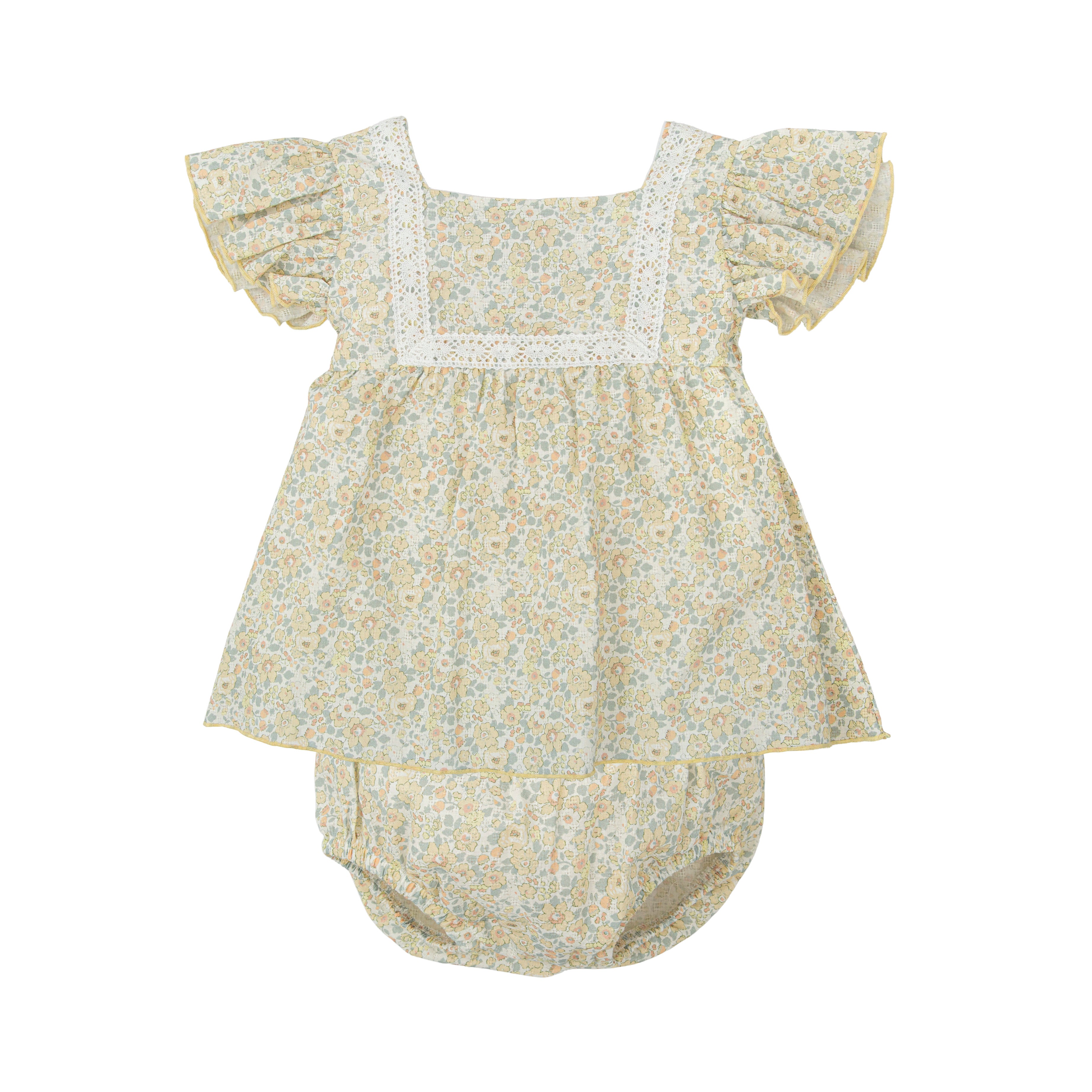Yellow Floral Dress Set