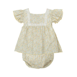 Yellow Floral Dress Set