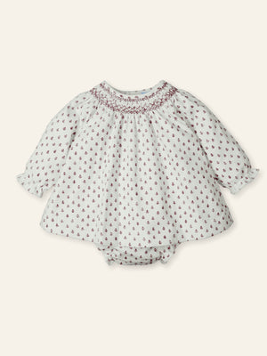 Scarlet Red Tree Printed Smocked Blouse Baby Outfit