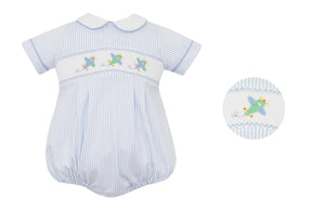 Airplane Blue Stripe Knit Bubble (Baby)