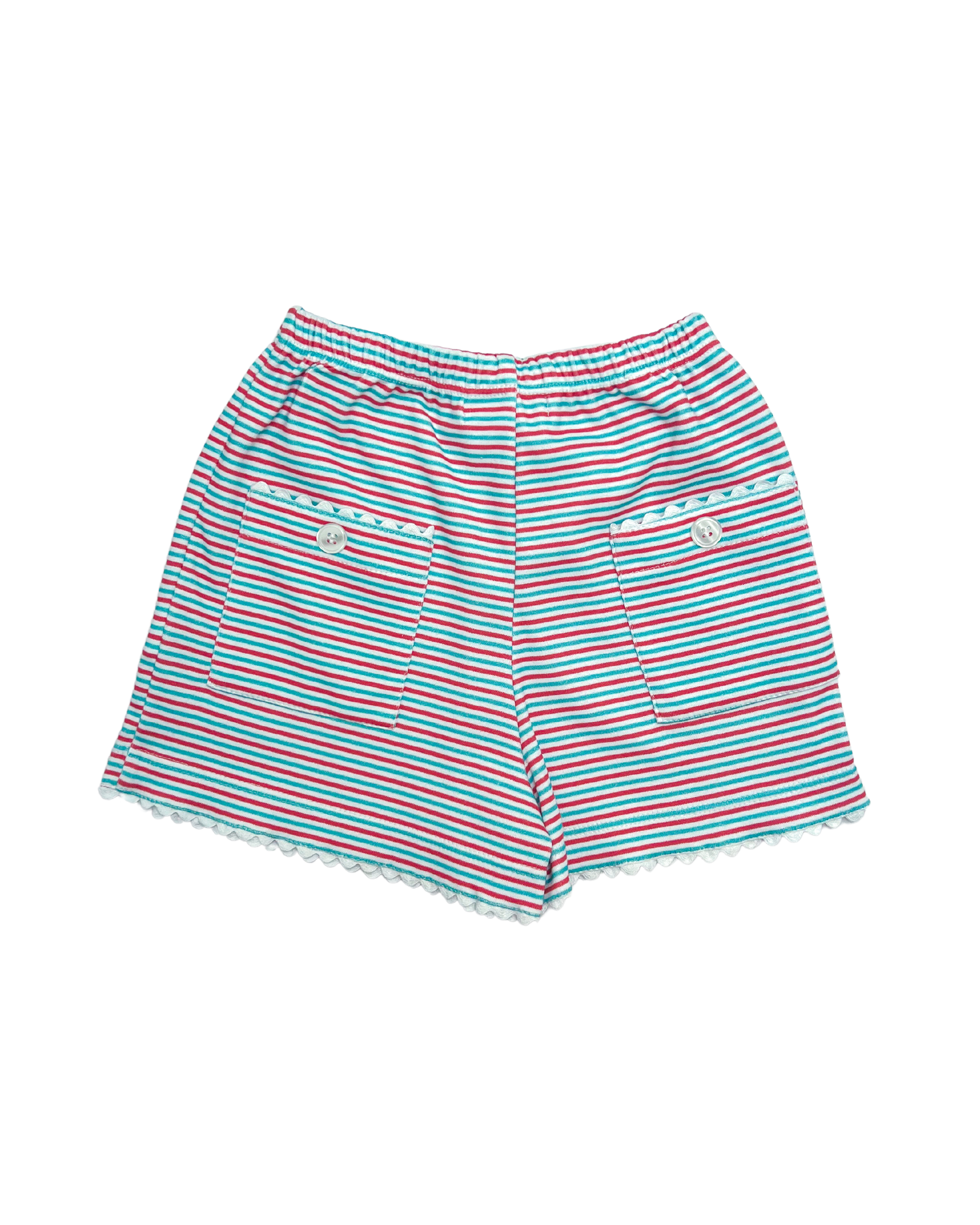 Short Knit Two Pocket - Orange/Periwinkle Stripe (Kid)