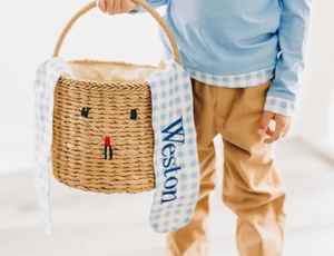 Gingham Easter Basket-Blue & Pink