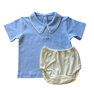 Blue Sailboat & Seagulls SS Diaper Set