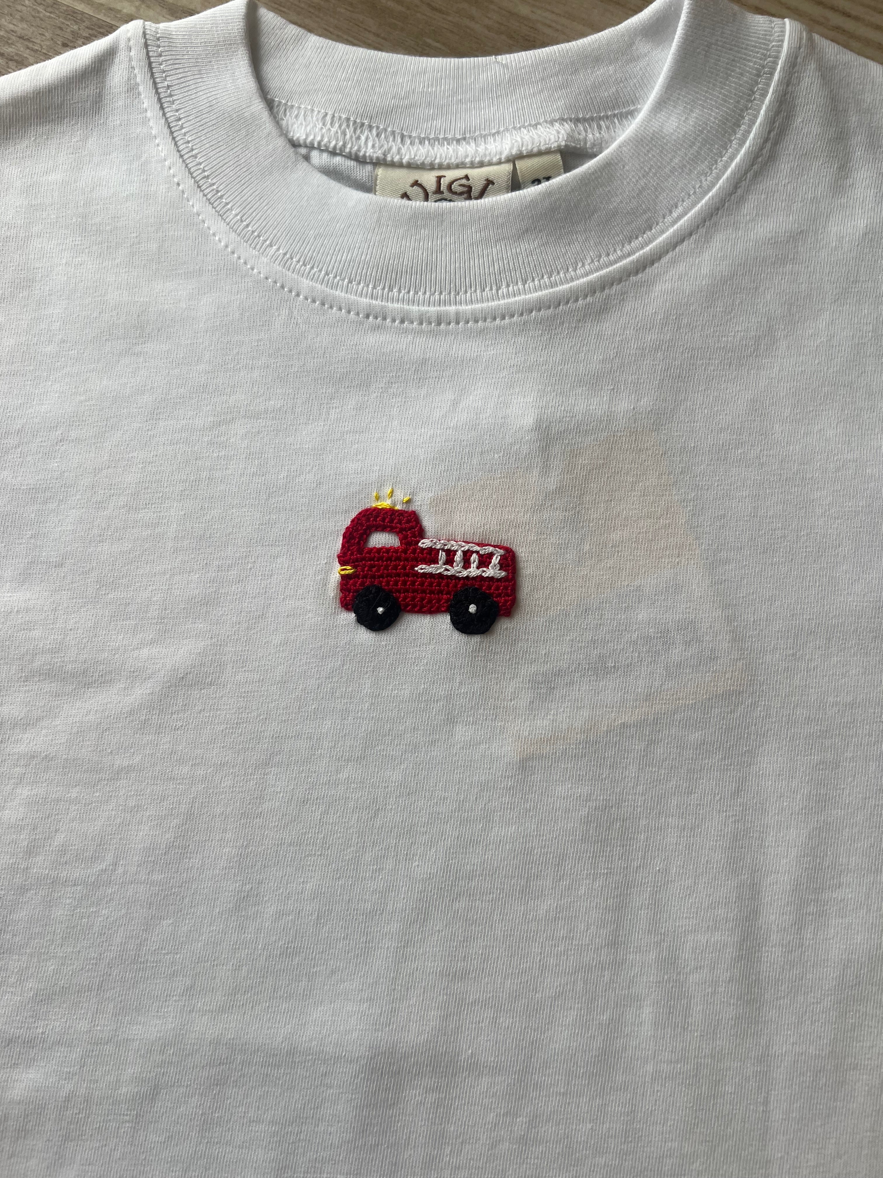 White Crochet Firetruck SS T-Shirt
